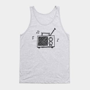 Transistor Radio Line Drawing in Black Tank Top